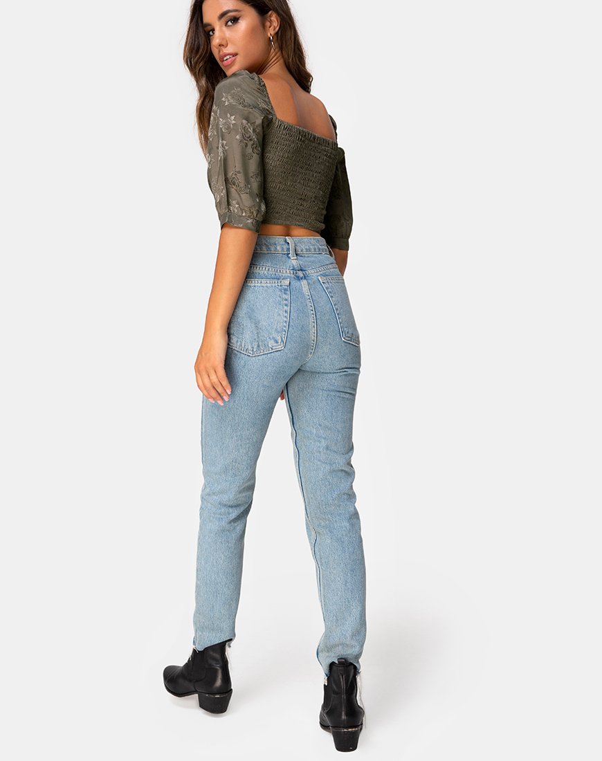 Afbeelding van Flory Crop Top in Satijn Roos Zilvergrijs