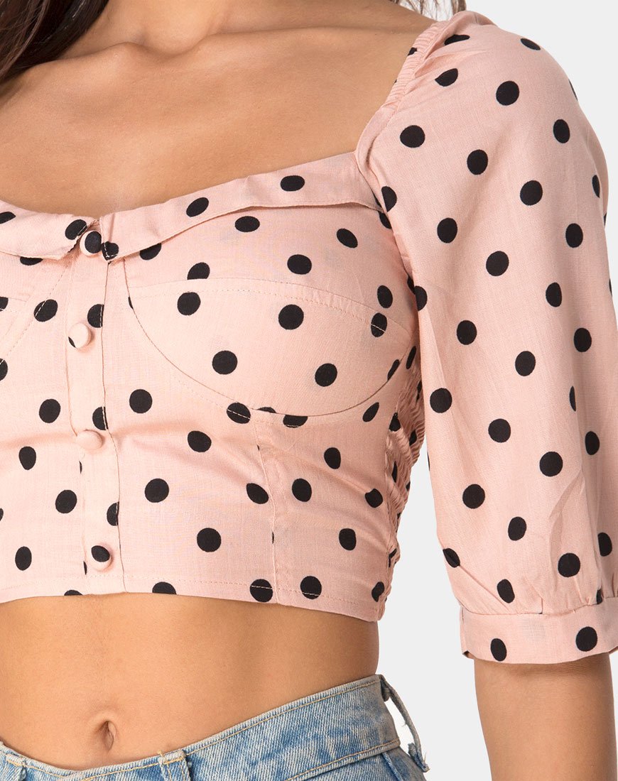 Afbeelding van Flory Crop Top in New Polka Nude