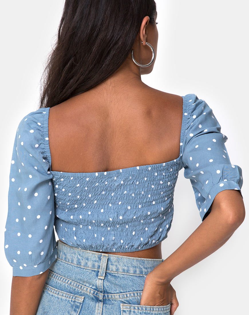 Afbeelding van Flory Crop Top in Skater Polka Blauw