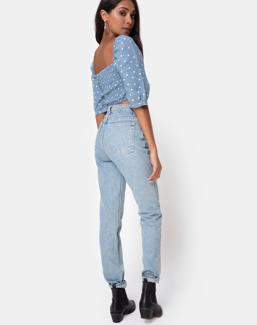 Afbeelding van Flory Crop Top in Skater Polka Blauw