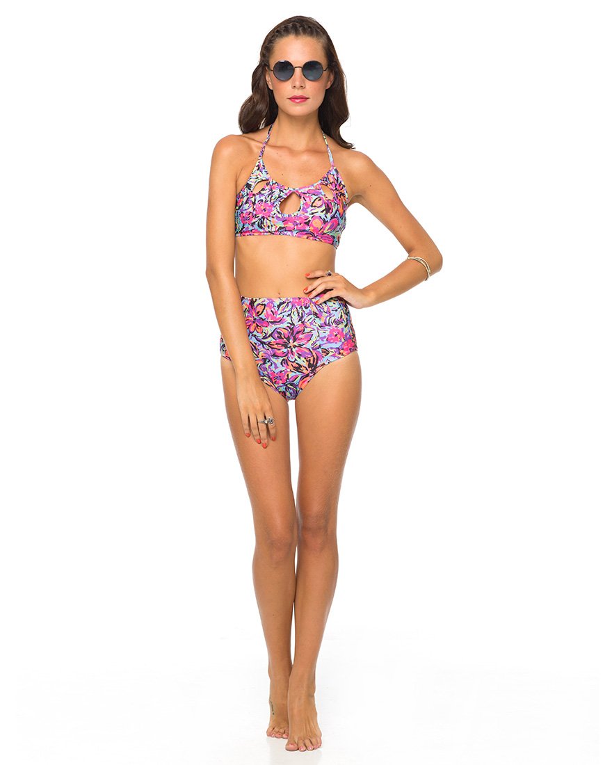 Motel Flux Longline Bikinibroekje In Fluro Flower