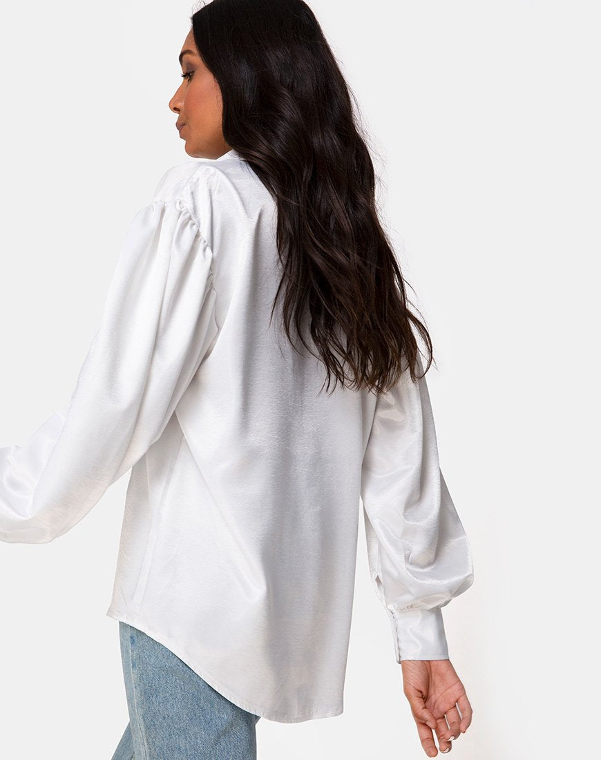 Afbeelding van Frantic Longsleeve Blouse in Satijn Ivoor