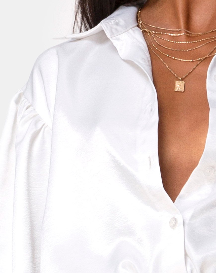 Afbeelding van Frantic Longsleeve Blouse in Satijn Ivoor