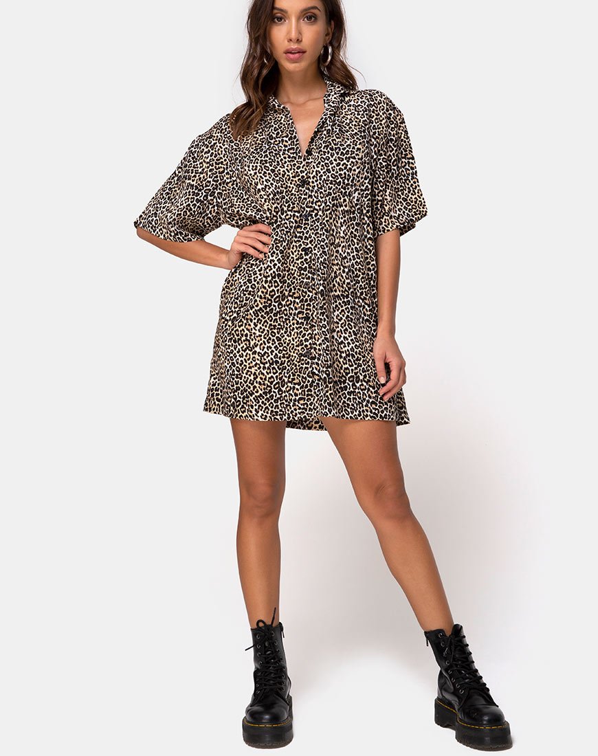 Afbeelding van Fresia Mini Dress in Bruin Rar Leopard