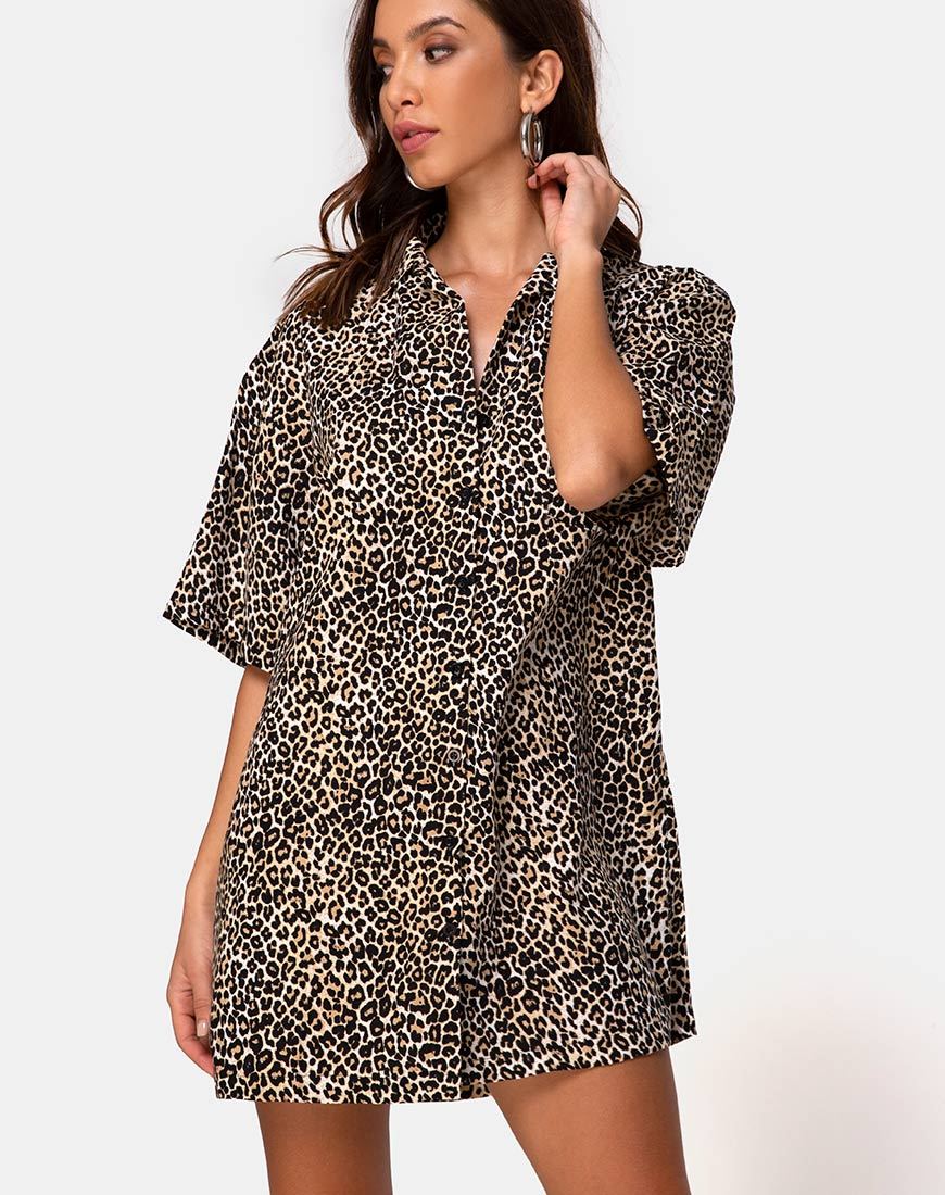 Fresia Mini Jurk in Bruin Rar Luipaard