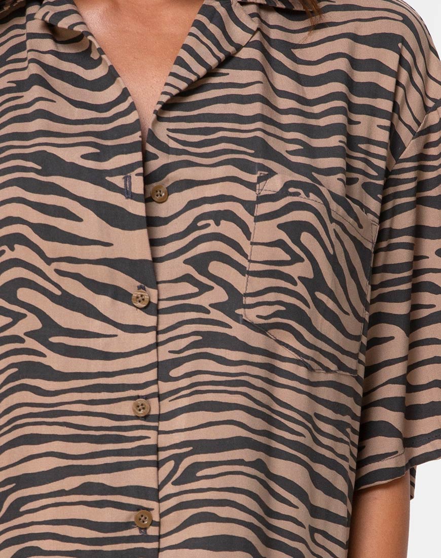 Afbeelding van Fresia Mini Jurk in Taupe Zebra