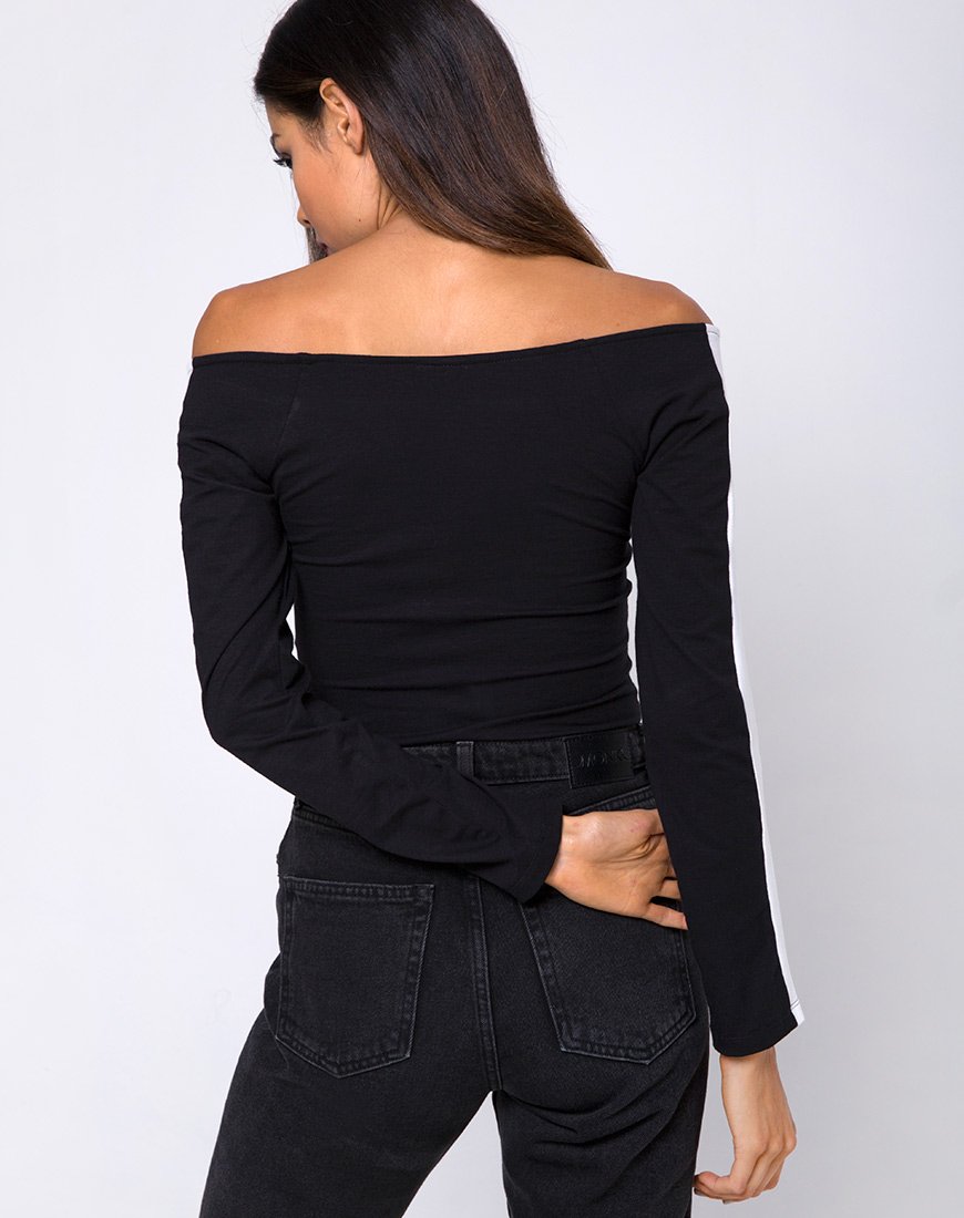 Gadice Off The Shoulder Bodice in zwart met witte streep