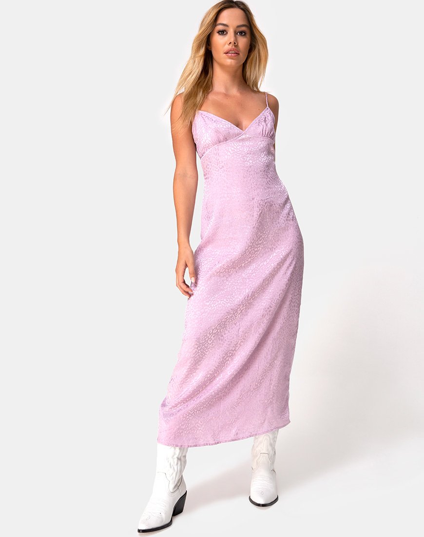 Gaela Jurk in Satijn Cheetah Dusky Lilac
