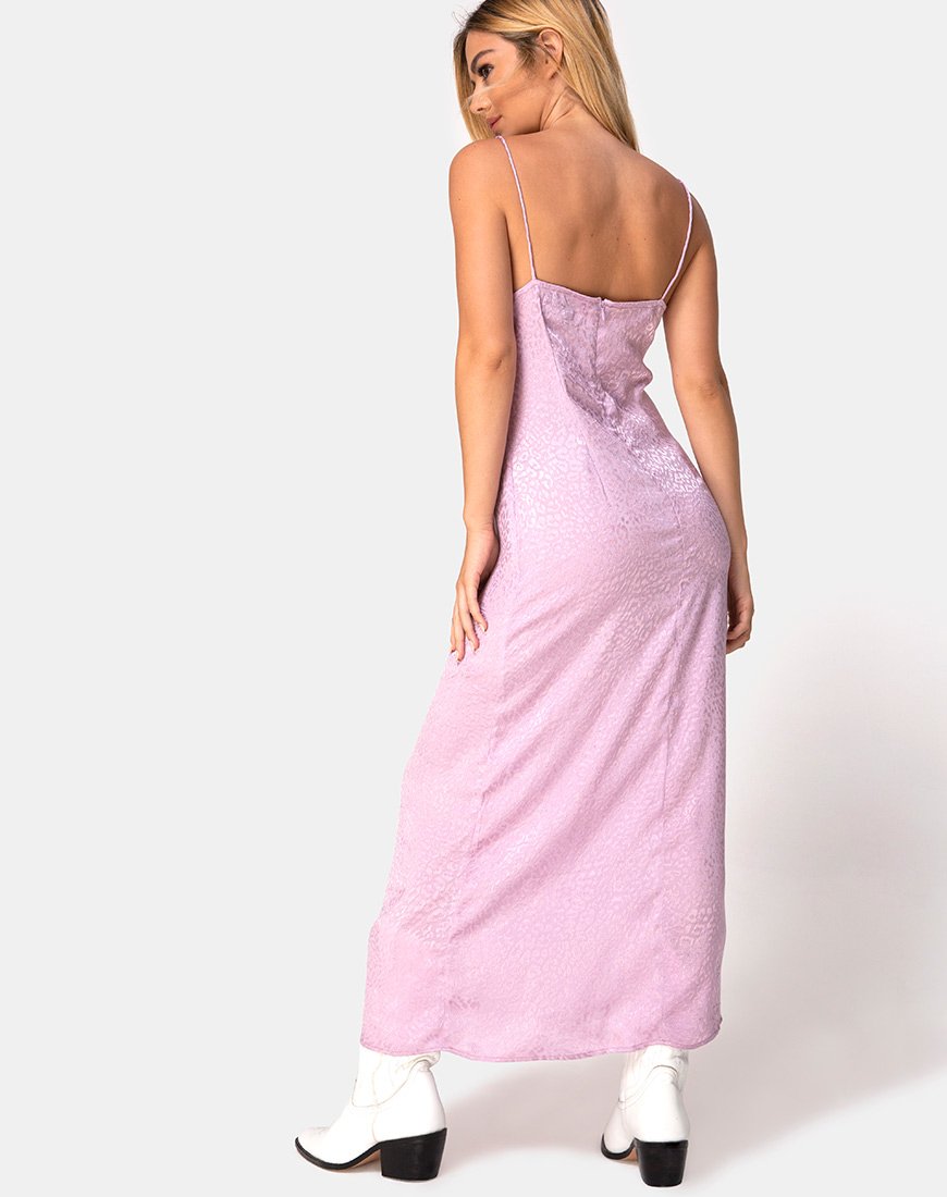 Afbeelding van Gaela Slipjurk in Satijn Cheetah Dusky Lilac
