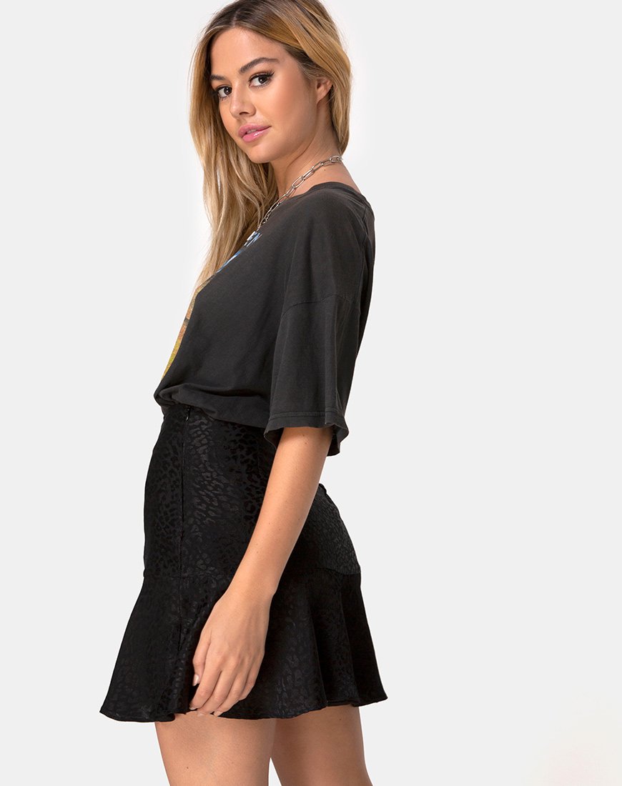 Gaelle rok in satijn cheetah zwart