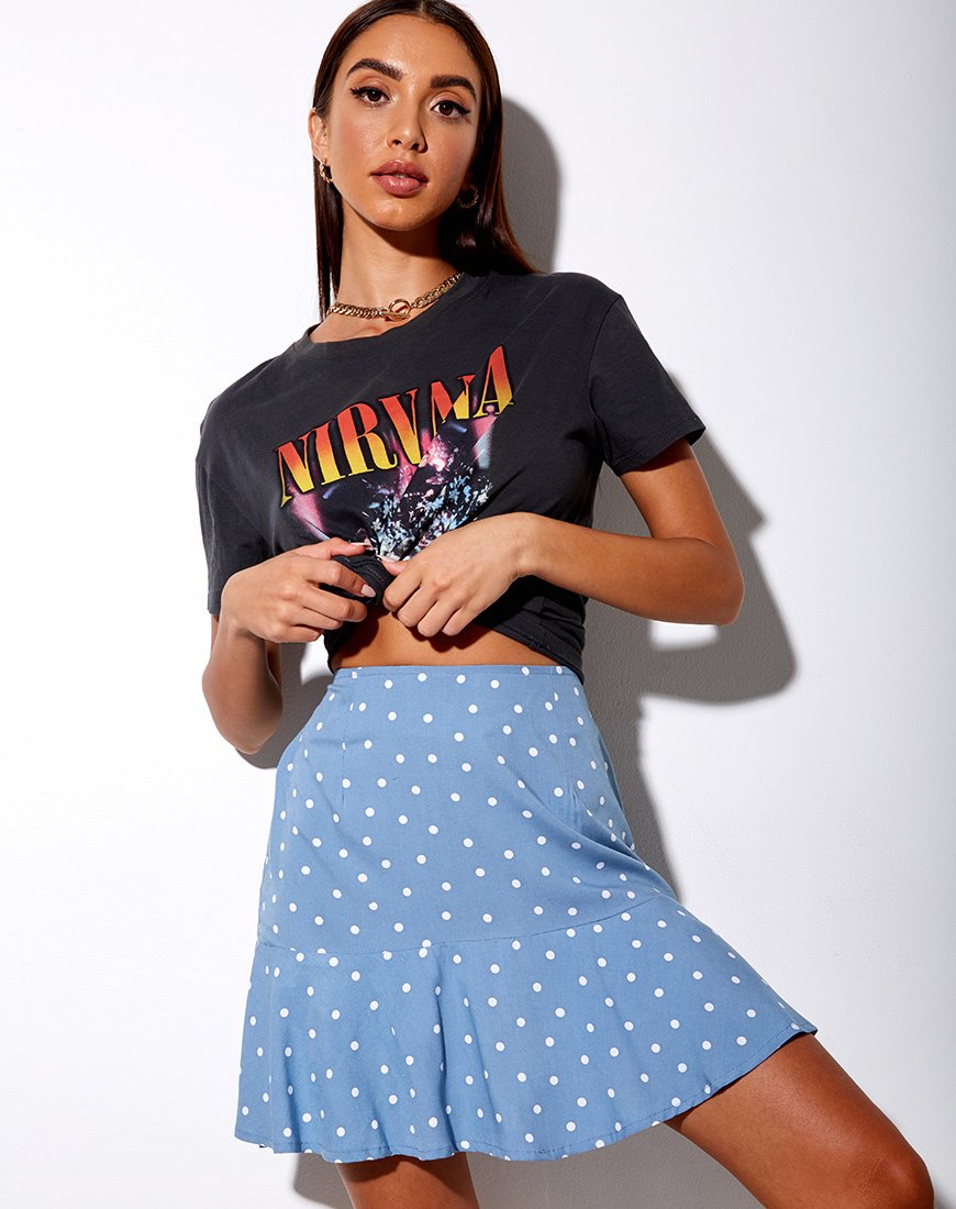 Gaelle A-lijn rok in Skater Polka Blauw