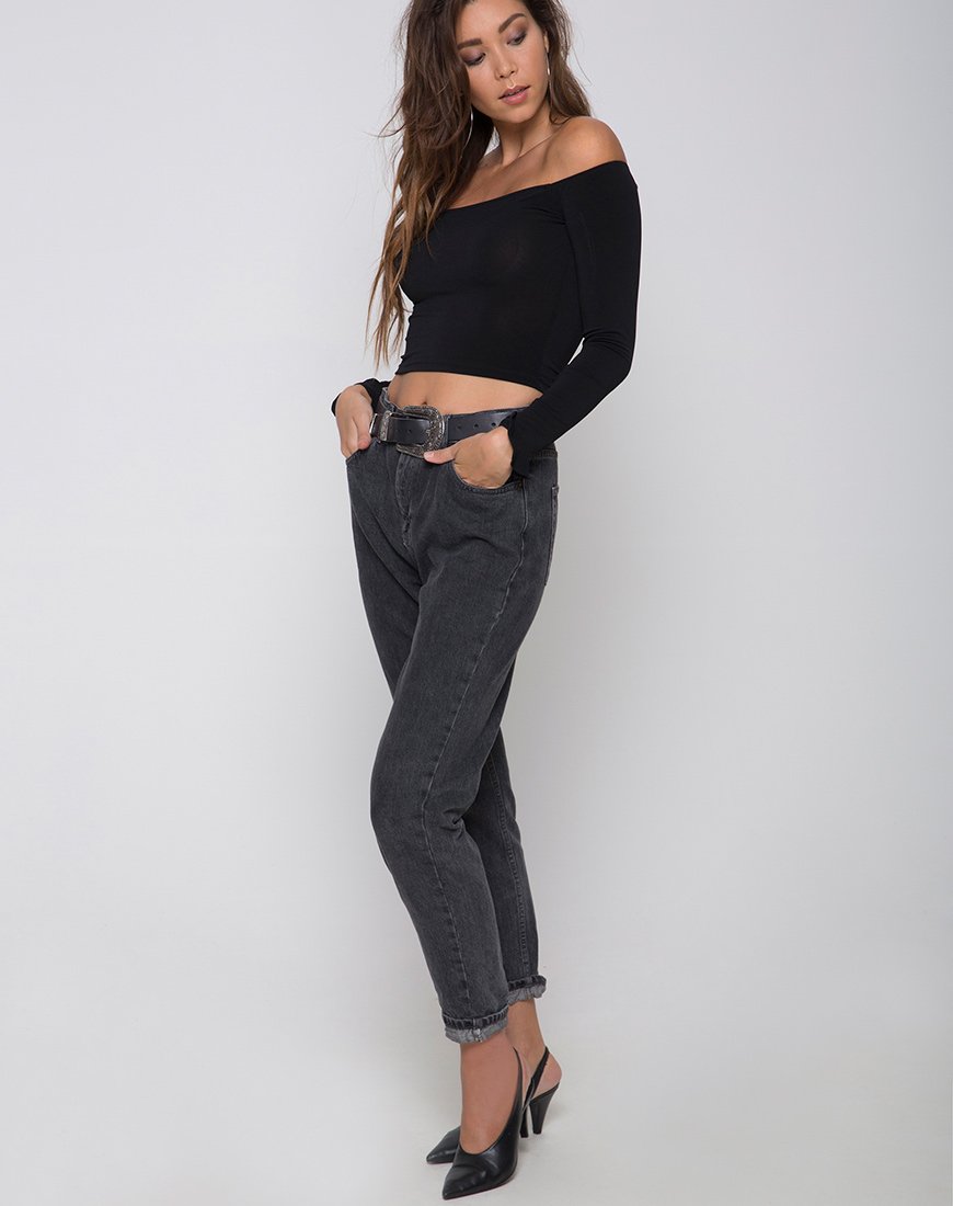 Afbeelding van Gaga Off The Shoulder Crop in Zwart