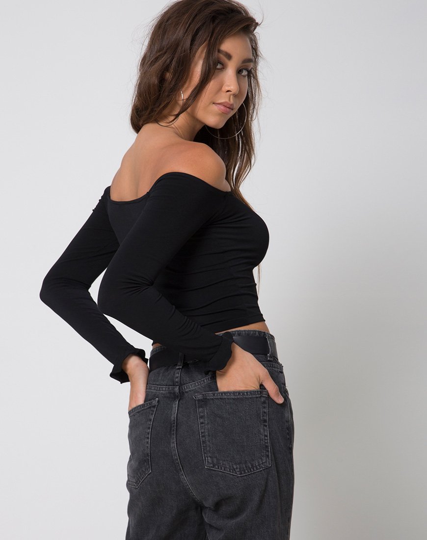 Afbeelding van Gaga Off The Shoulder Crop in Zwart