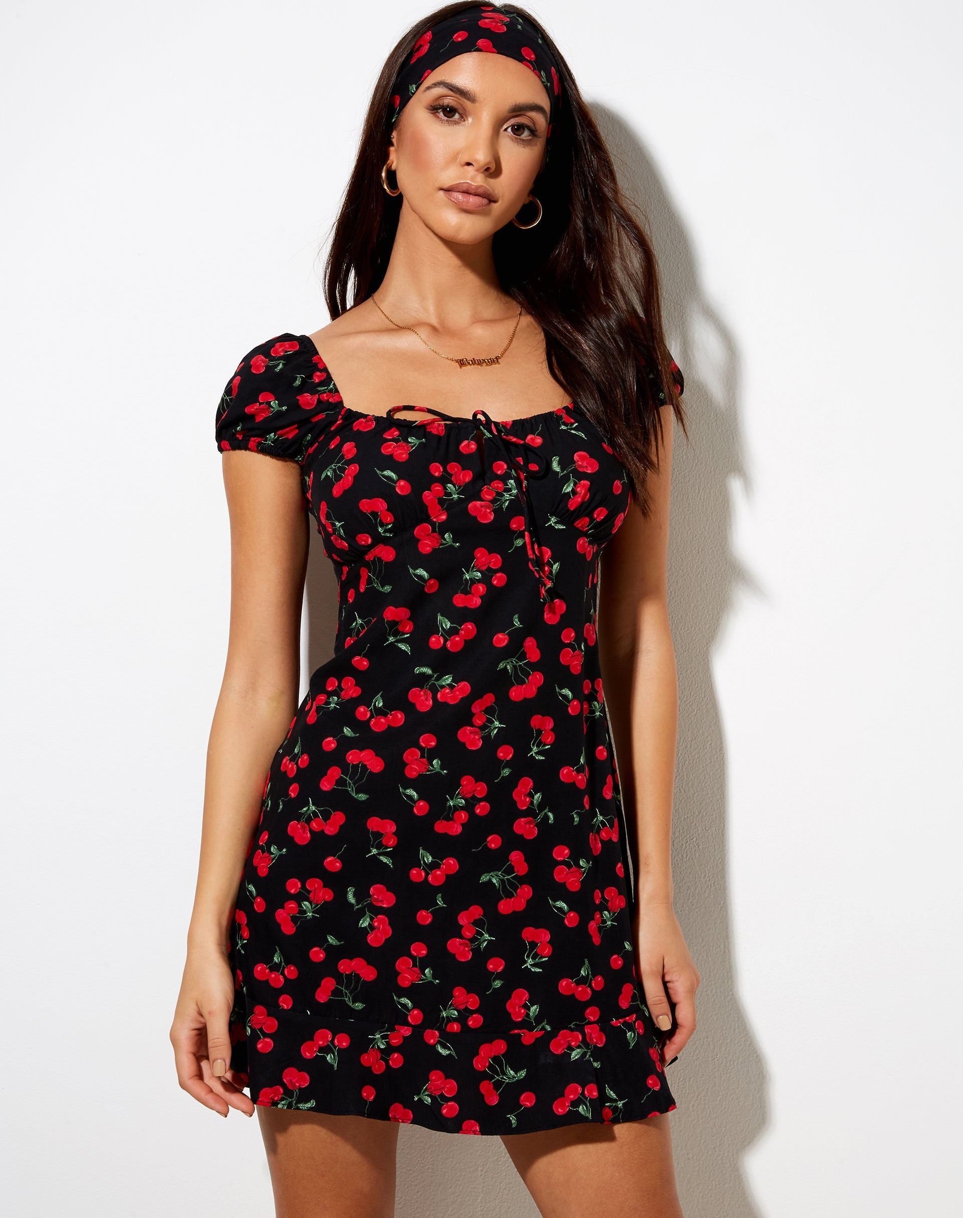 Afbeelding van Galaca Mini Dress in Kersen Zwart