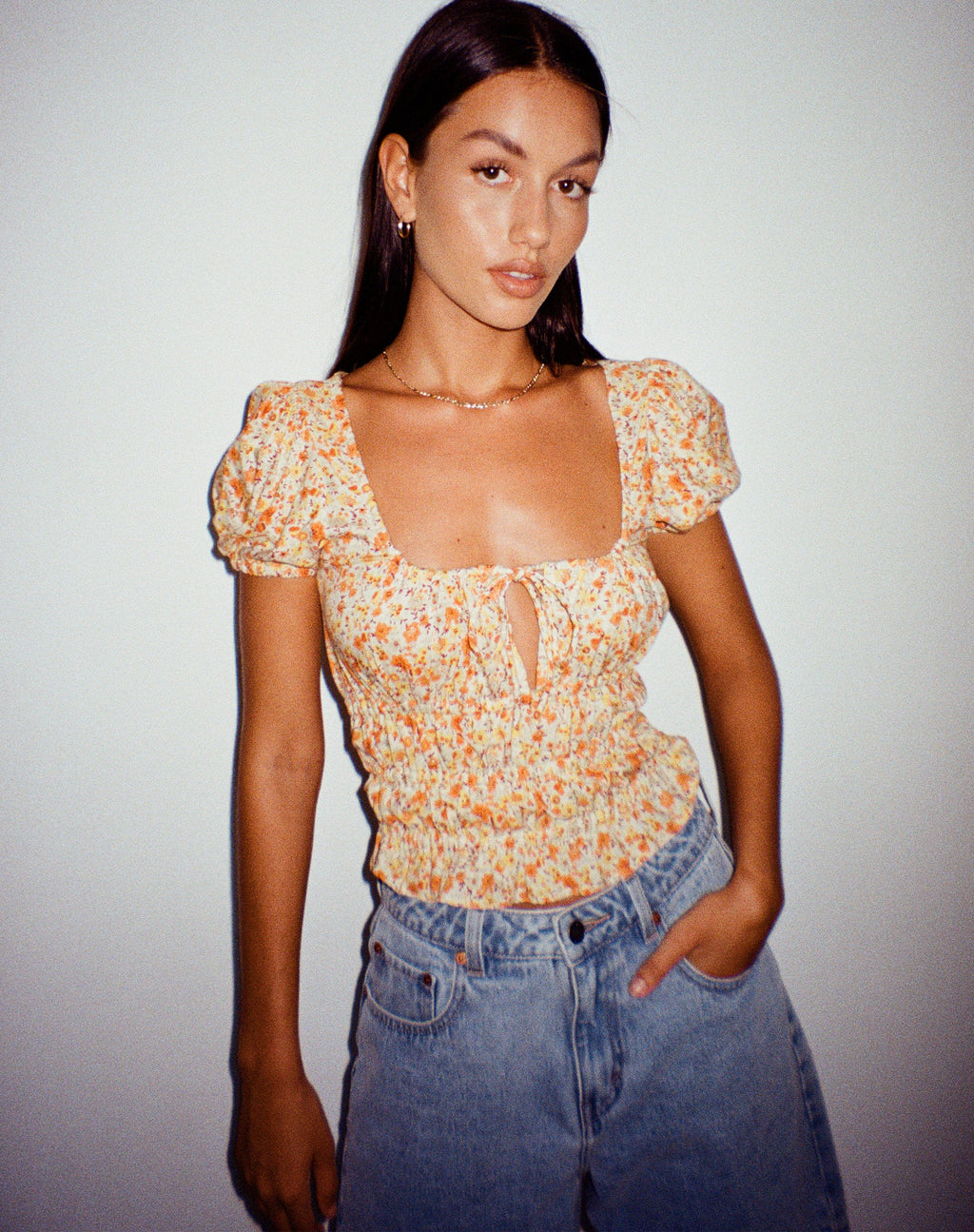 Galo Top in Ditsy Mandarijn