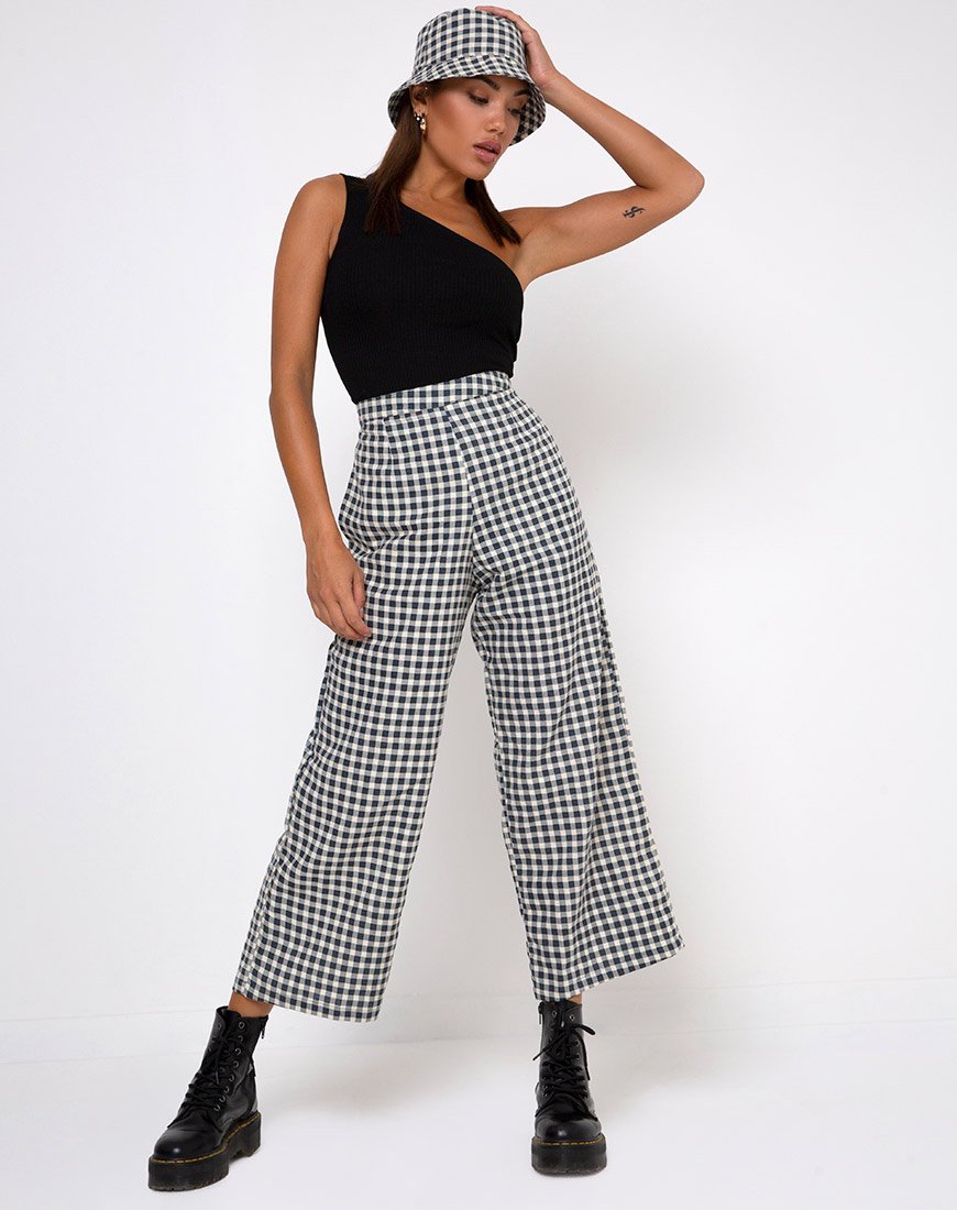 Gamila Culotte Broek in Gingham Crème