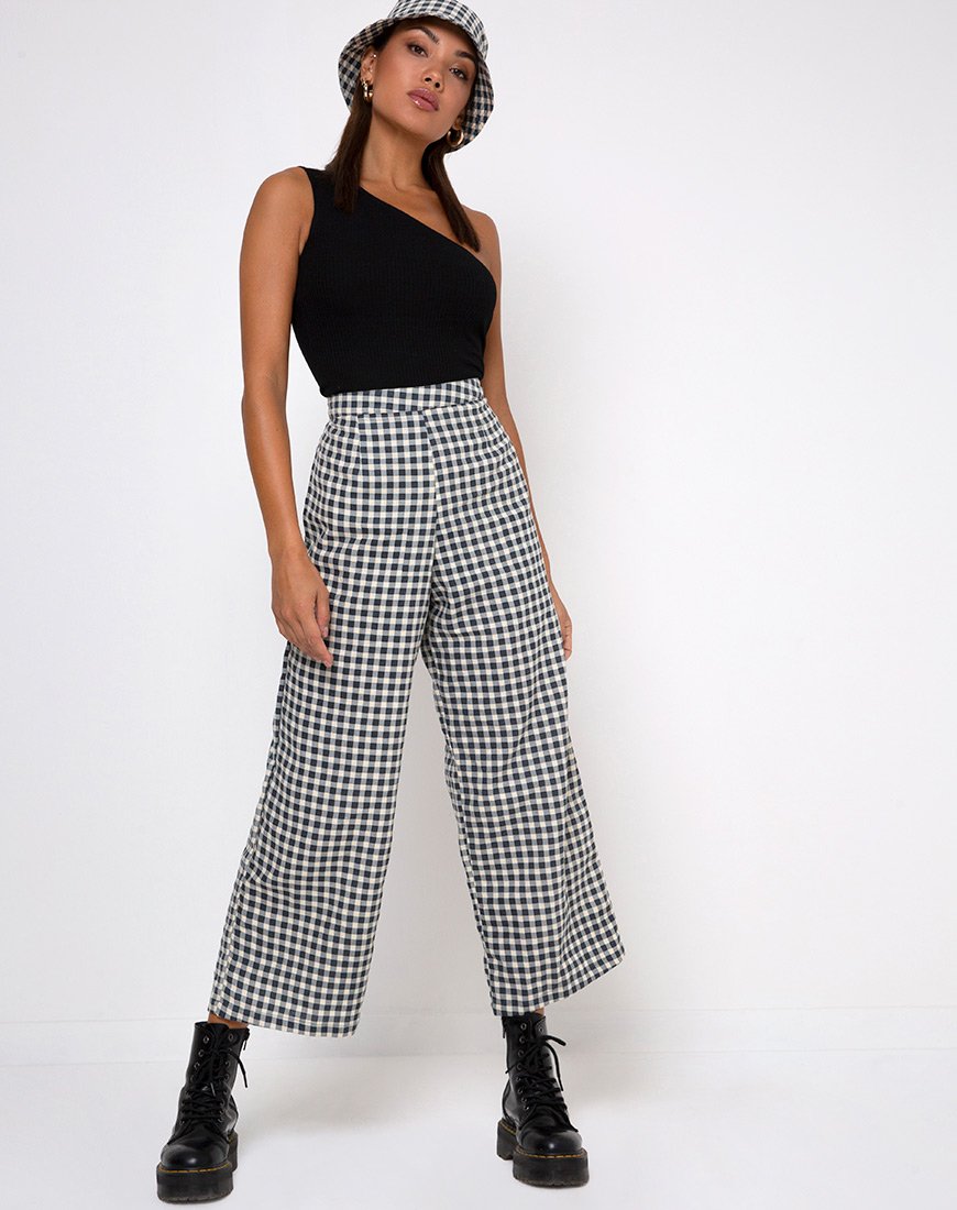 Afbeelding van Gamila Culotte Broek in Gingham Crème
