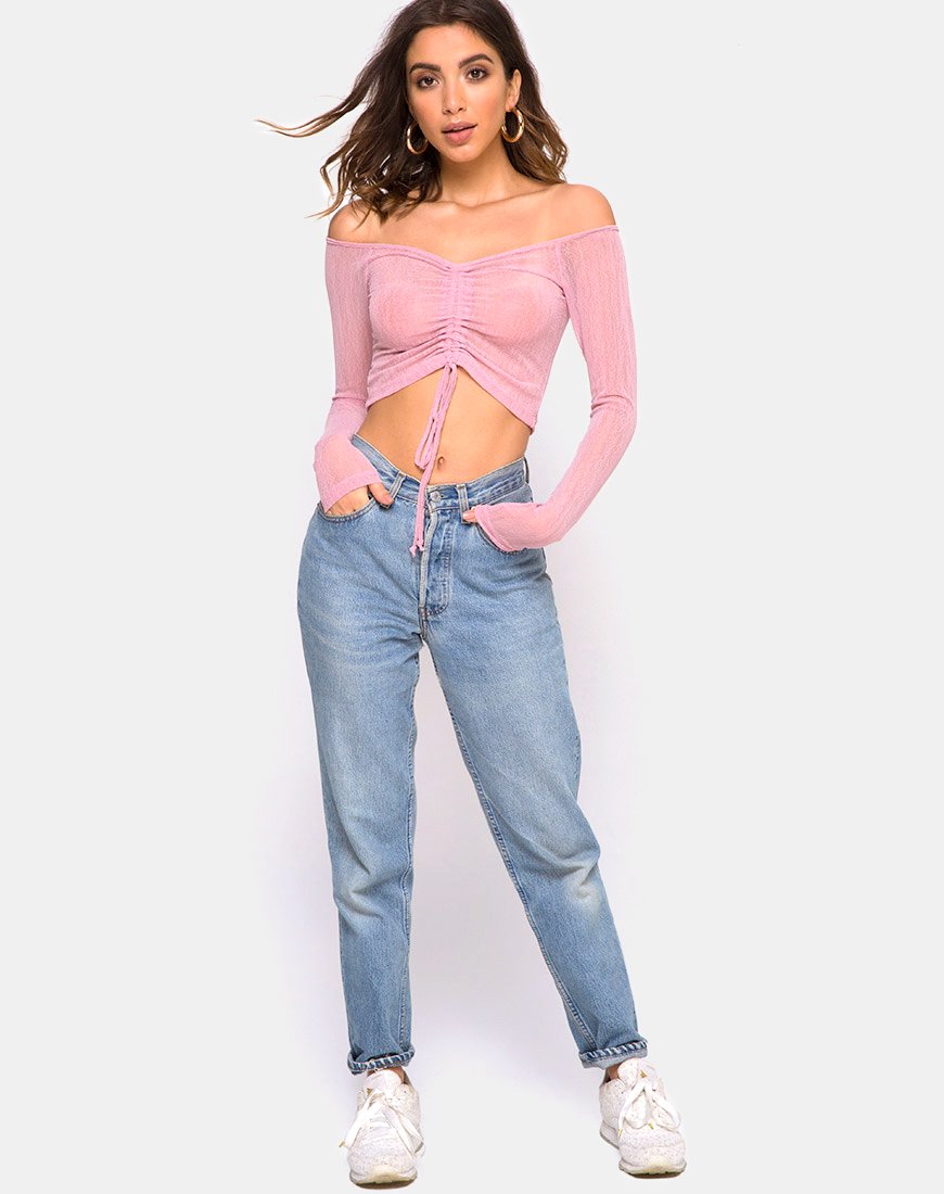 Afbeelding van Ganida Crop Top in Sheer Knit Blush