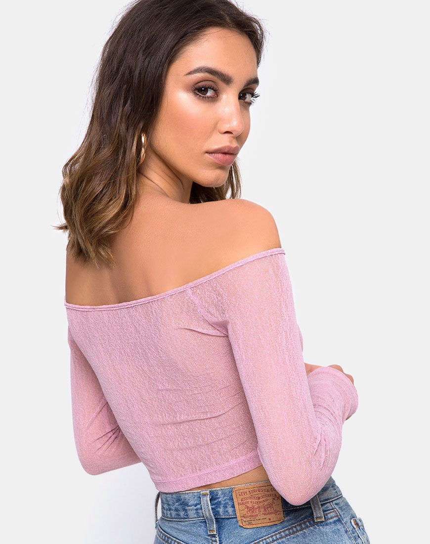 Afbeelding van Ganida Crop Top in Sheer Knit Blush