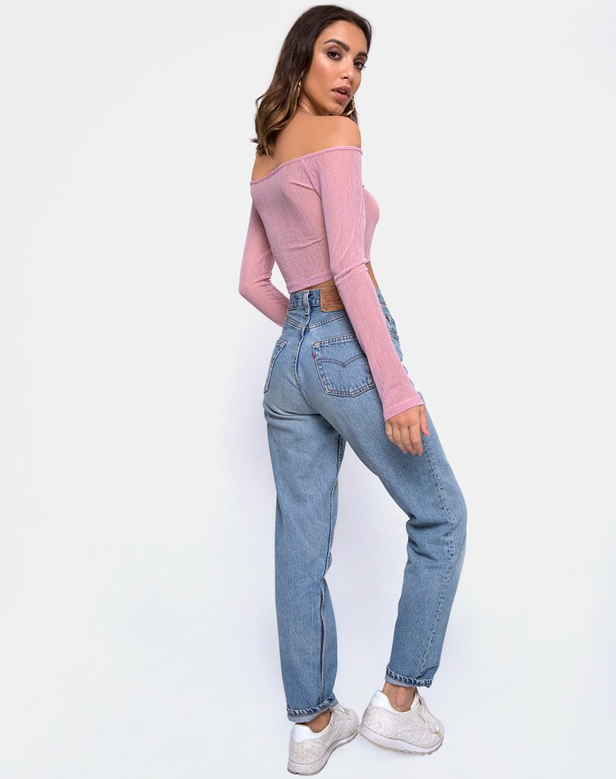 Afbeelding van Ganida Crop Top in Sheer Knit Blush