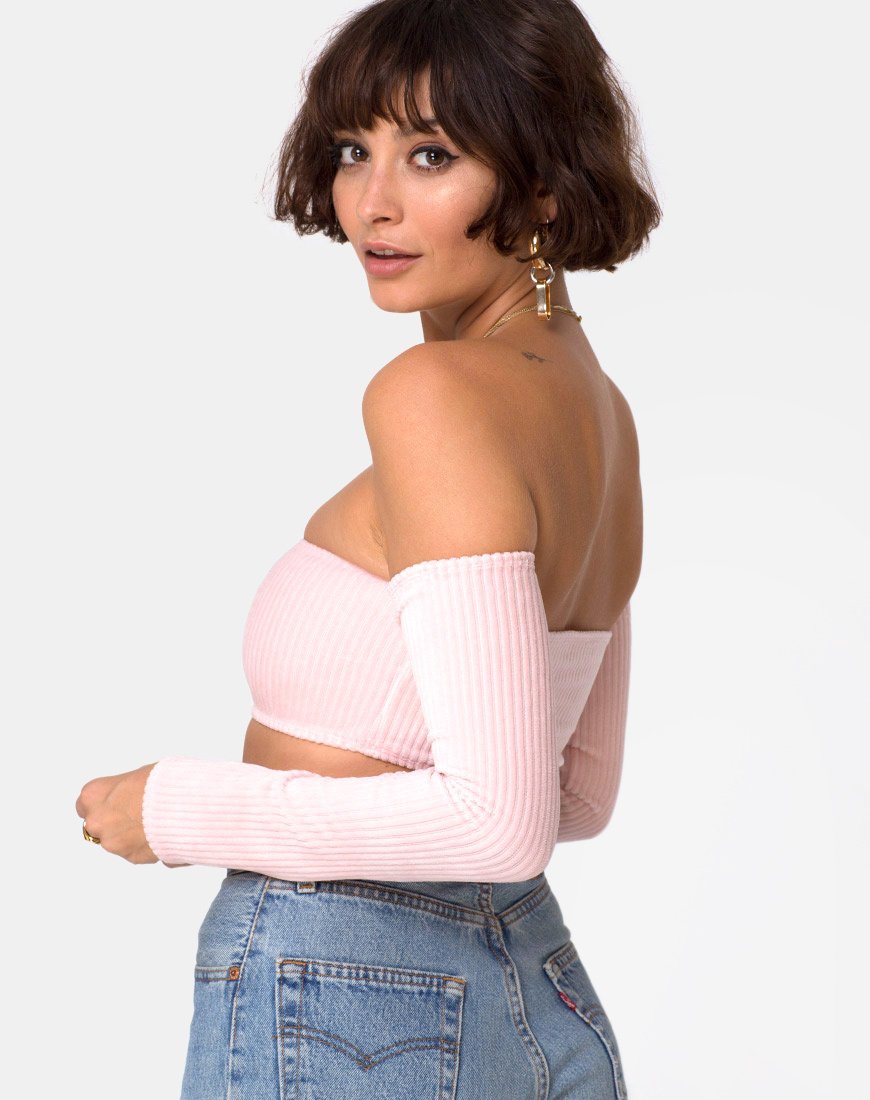 Ganis Gewatteerde Top met Lange Mouwen in Fluffy Knit Candy
