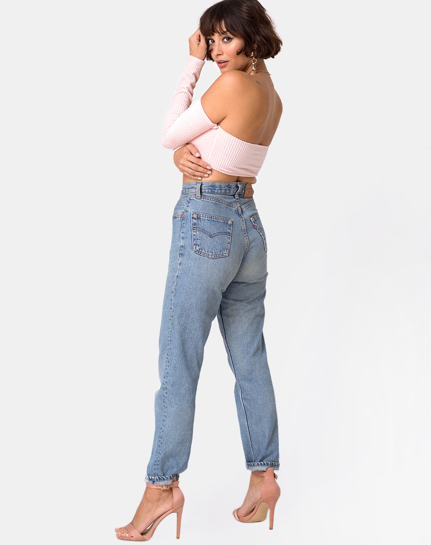 Afbeelding van Ganis Crop Top met lange mouwen in pluizig breisel Candy