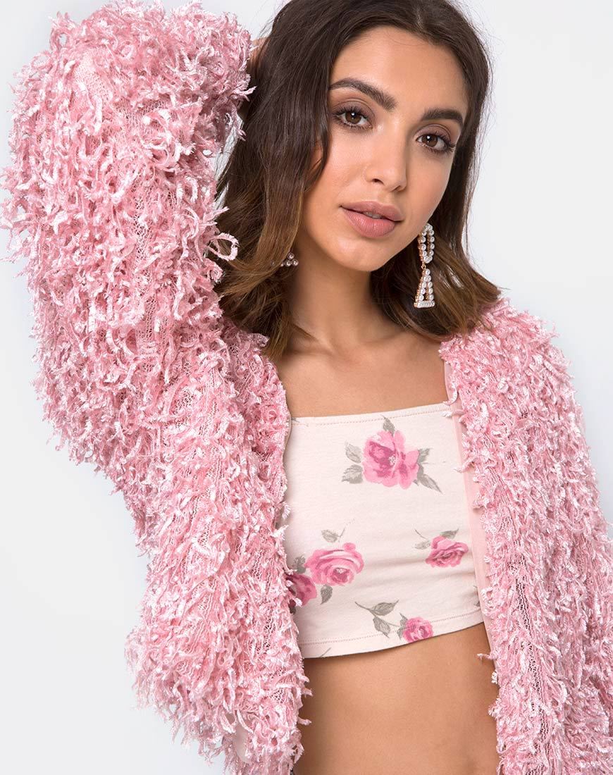 Afbeelding van Gasta Cardi in Shaggy Knit suiker Roze