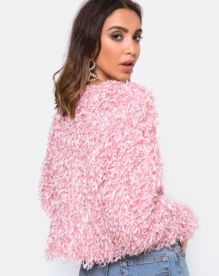Afbeelding van Gasta Cardi in Shaggy Knit suiker Roze
