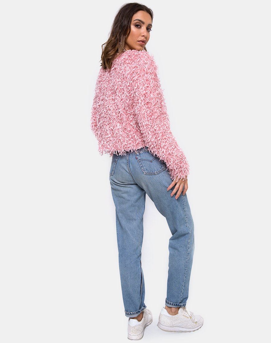 Afbeelding van Gasta Cardi in Shaggy Knit suiker Roze