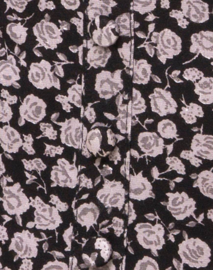 Afbeelding van Gaton Bardot Bodice in Ditsy Rose Zwart