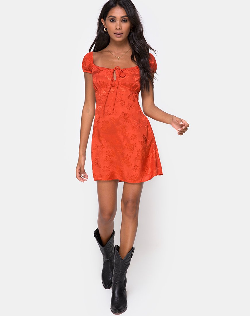 Afbeelding van Gaval Mini Dress in Satin Rose Rust