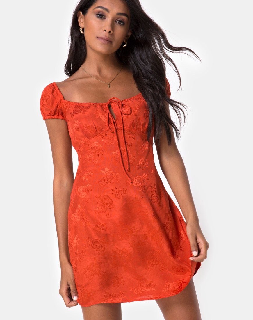 Afbeelding van Gaval Mini Dress in Satin Rose Rust