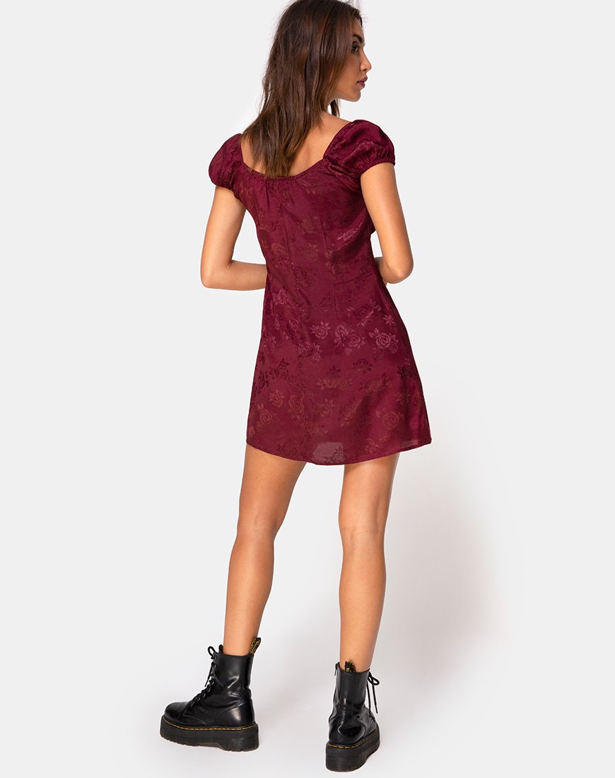 Afbeelding van Gaval Mini Jurk in Satijn Rose Bourgondië