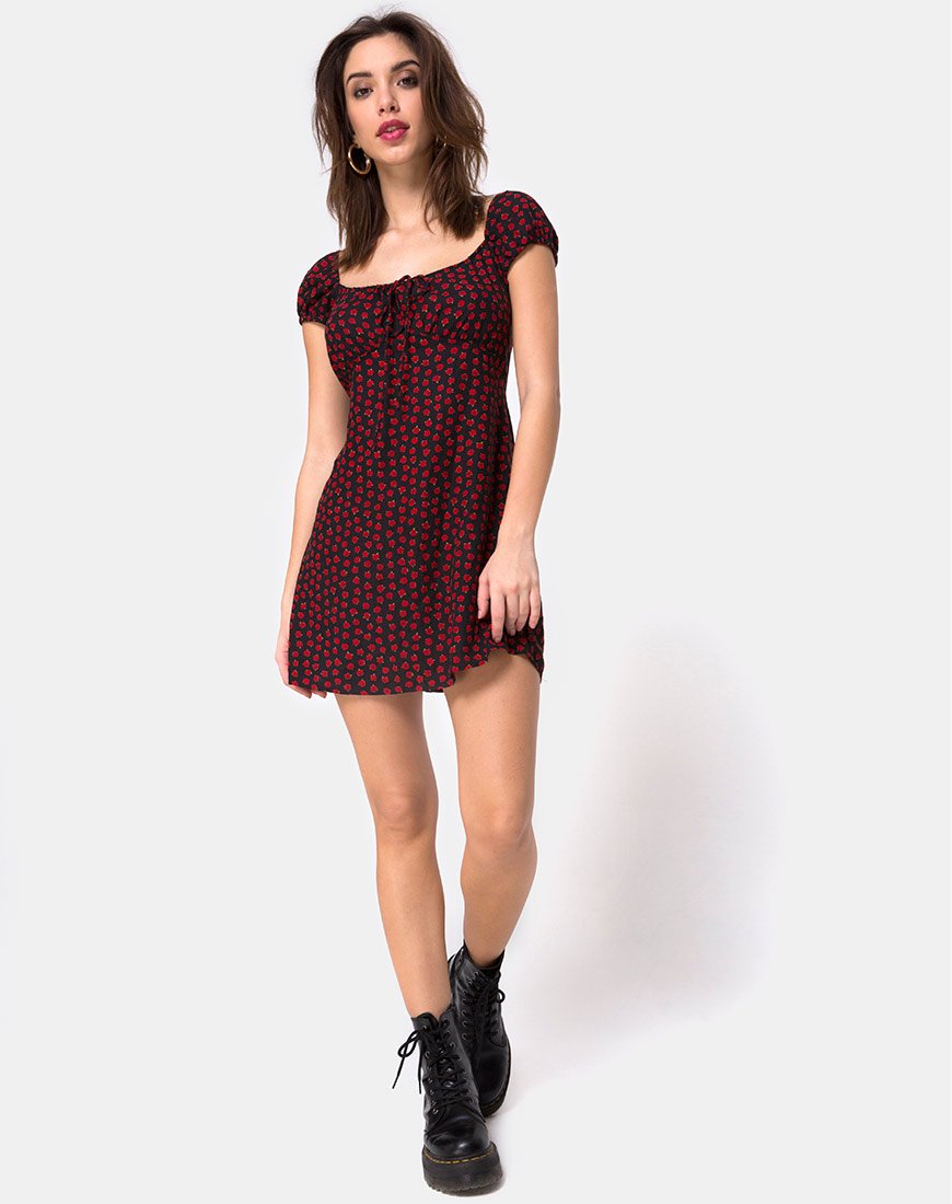 Afbeelding van Gaval Mini Dress in Dotty Rose Zwart