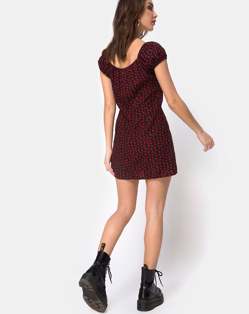 Afbeelding van Gaval Mini Dress in Dotty Rose Zwart
