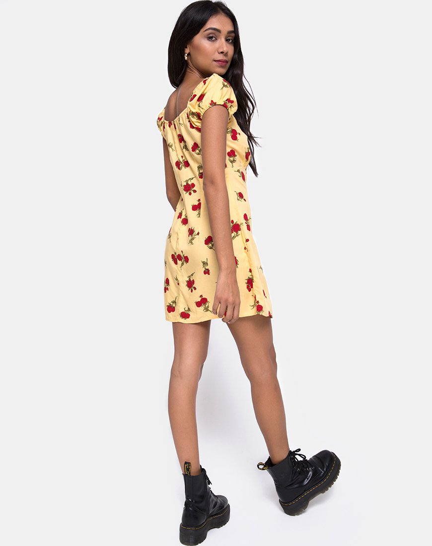 Afbeelding van Gaval Mini Dress in Falling Rose Yellow