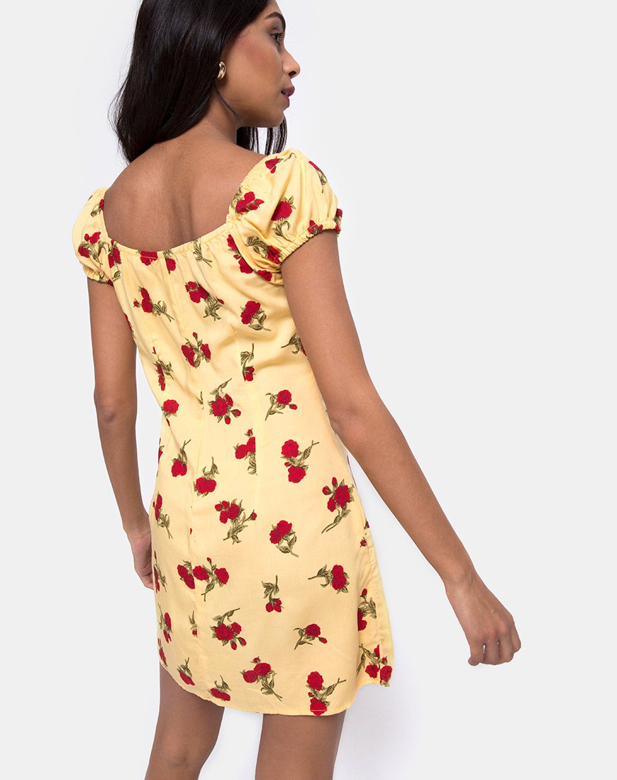 Afbeelding van Gaval Mini Dress in Falling Rose Yellow