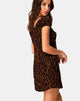 Afbeelding van Gaval Mini Dress in Oversized Jaguar Bruin