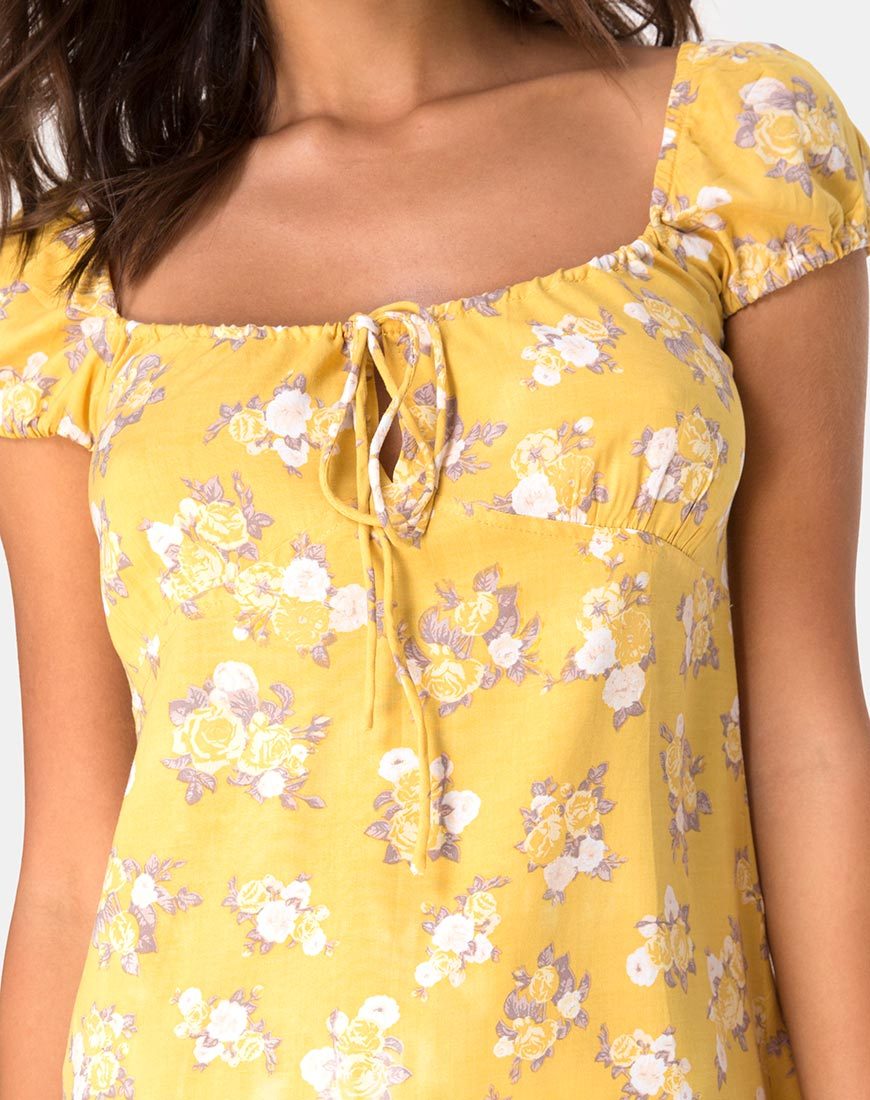 Afbeelding van Gaval Mini jurk in Rose Bunch geel