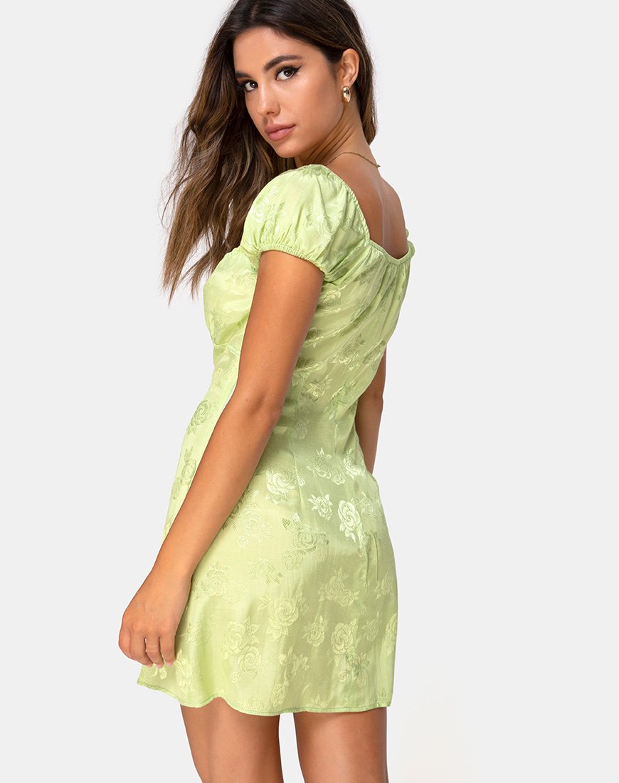 Afbeelding van Gaval Mini Jurk In Satijn Roos Lime