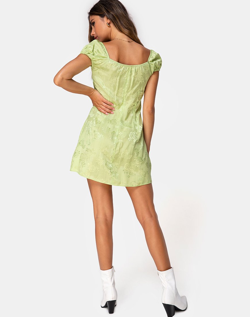 Afbeelding van Gaval Mini Jurk In Satijn Roos Lime