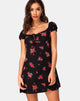 Afbeelding van Gaval Mini Dress in Soi Rose Zwart en Rood