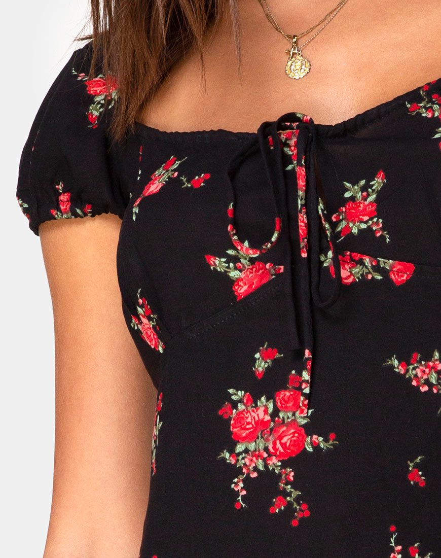 Afbeelding van Gaval Mini Dress in Soi Rose Zwart en Rood