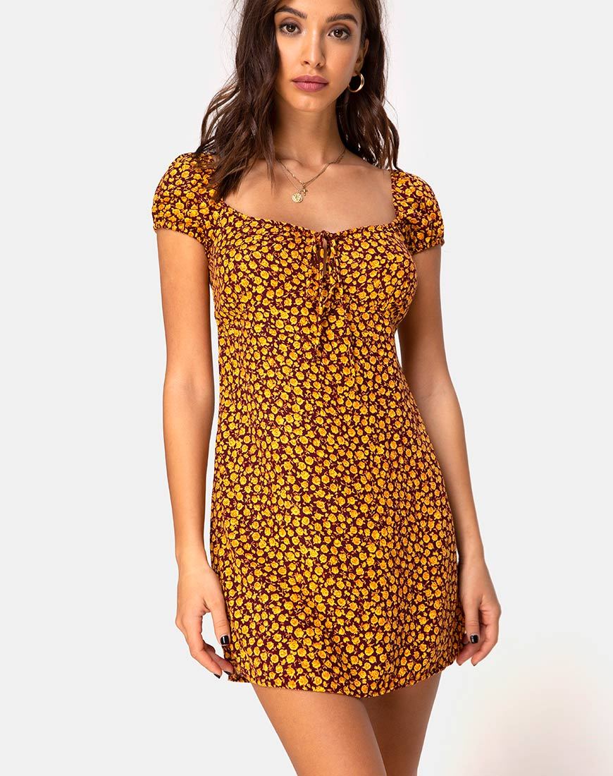 Afbeelding van Gaval Mini Dress in Ditsy Rose Marigold