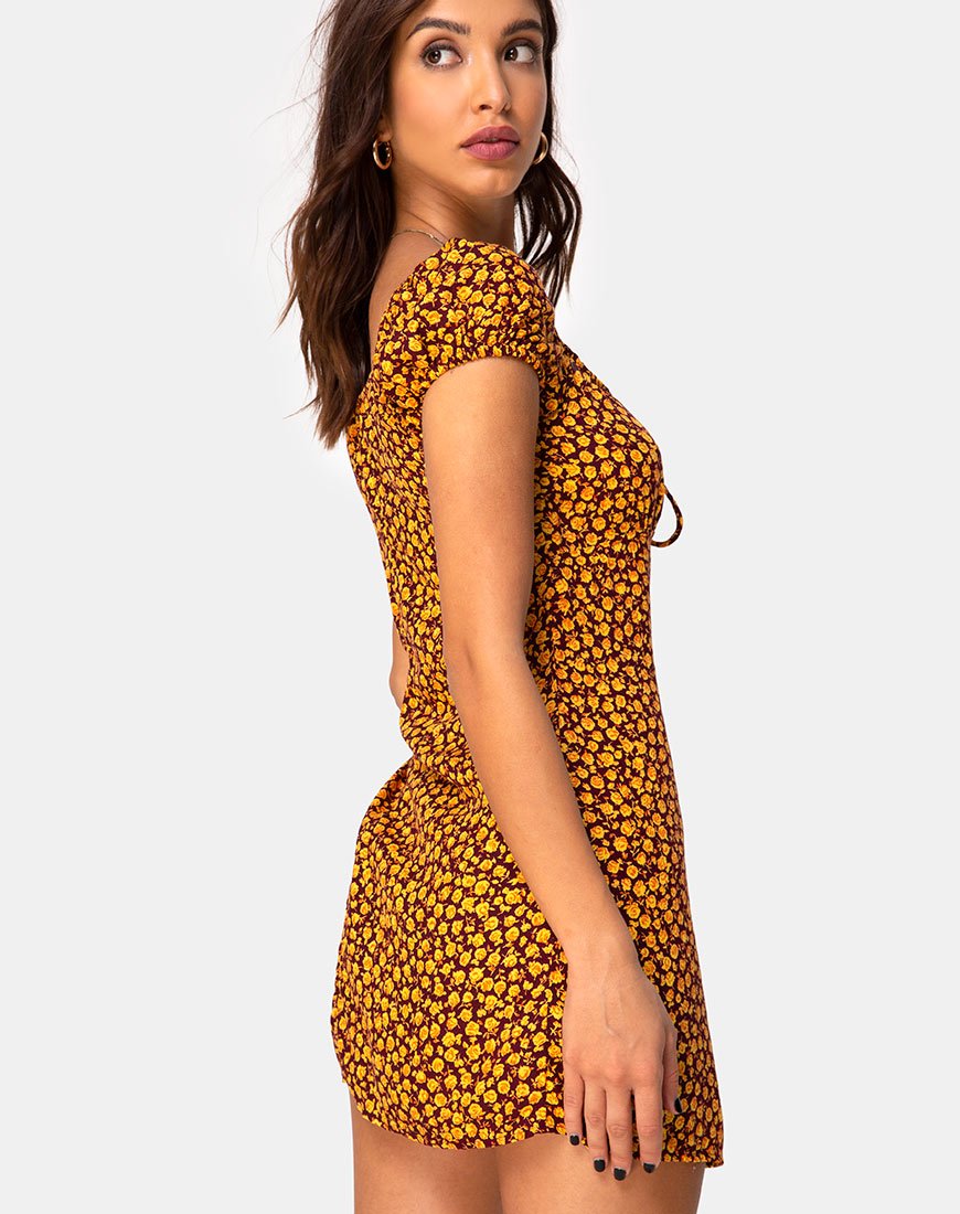 Afbeelding van Gaval Mini Dress in Ditsy Rose Marigold