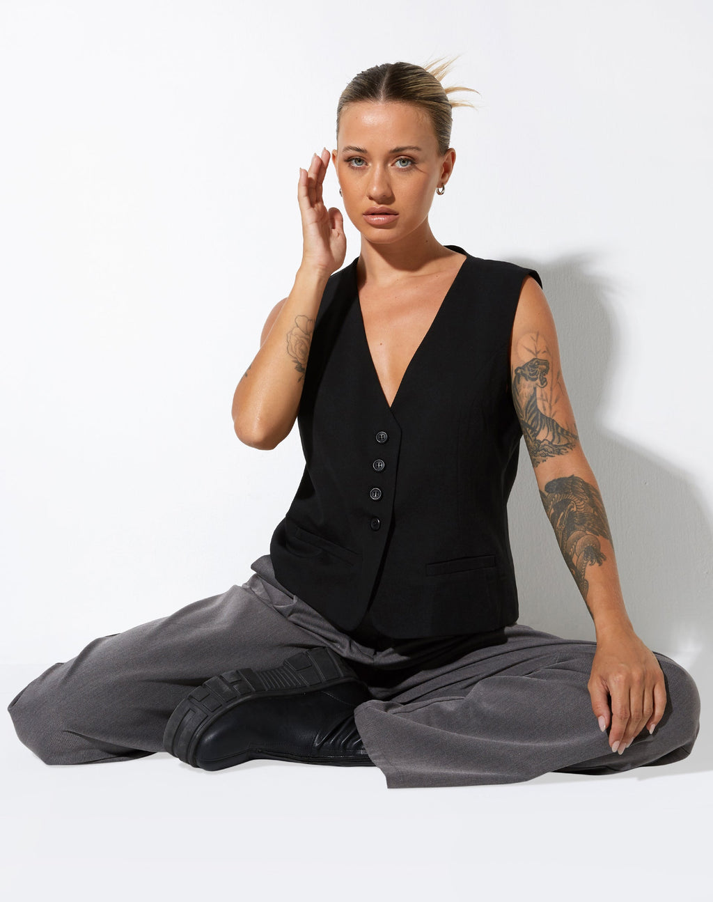 Gavan Vest in Getailleerd Zwart