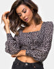 Afbeelding van Gazalo Cropped Top in Ditsy Rose Zwart