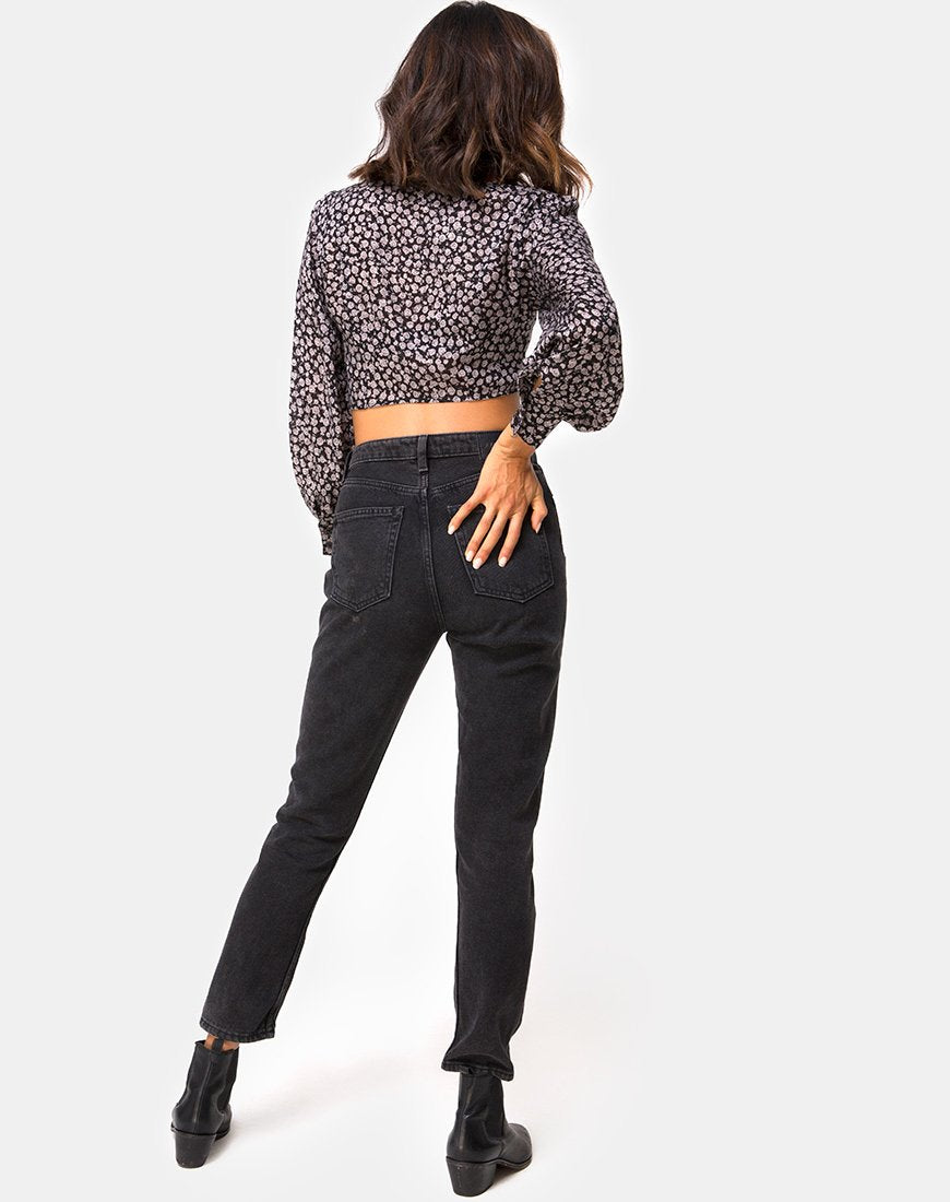 Afbeelding van Gazalo Cropped Top in Ditsy Rose Zwart
