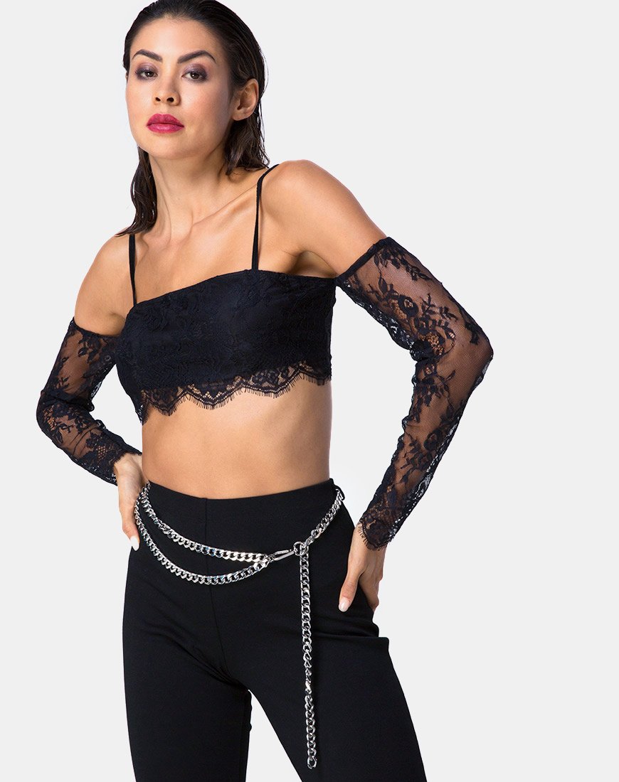 Geazy Bralette Top in Kant Zwart