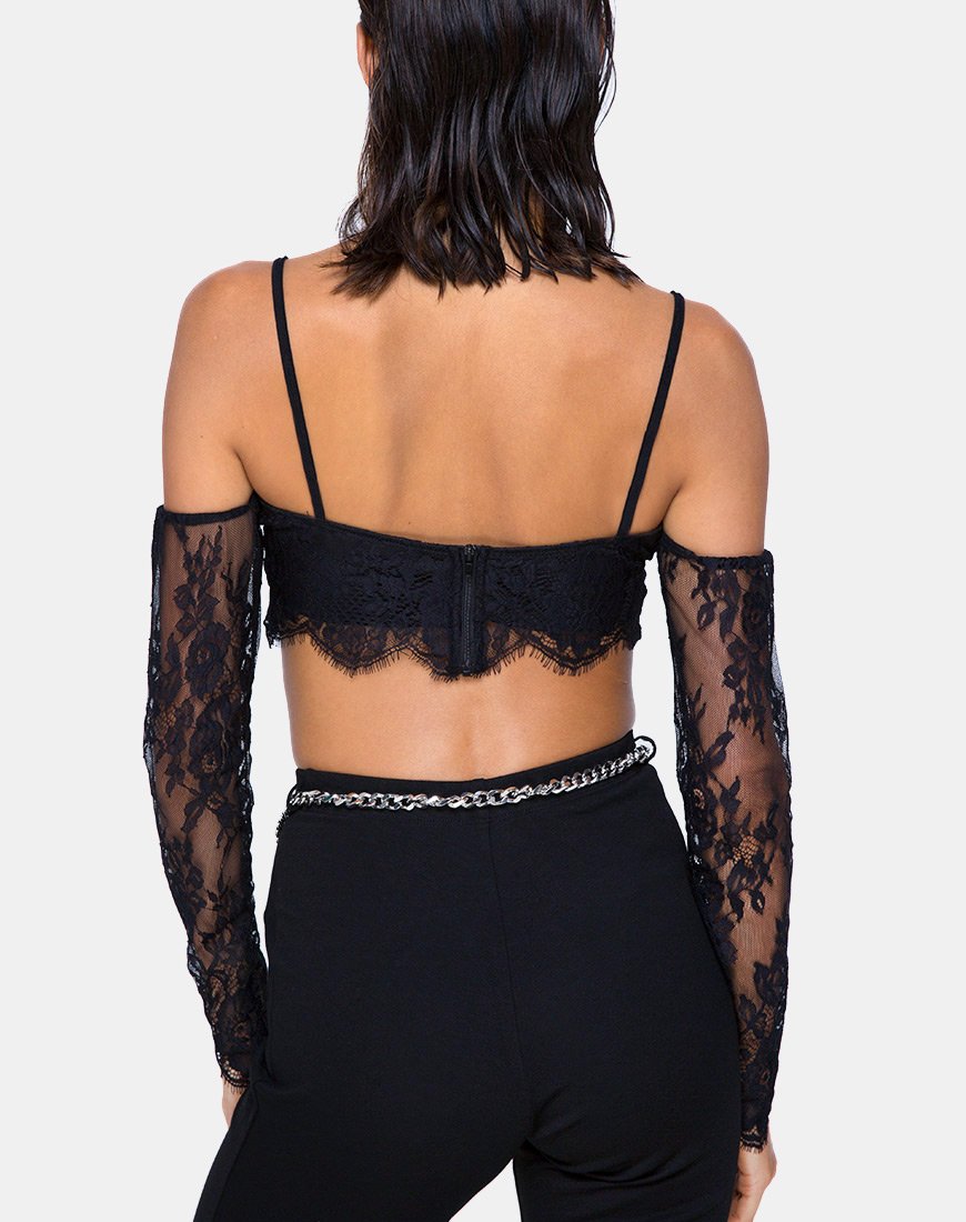 Geazy Bralette Top in Kant Zwart